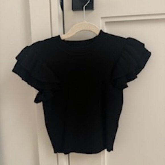 Katie JNYC Black ruffle top - Picture 1 of 2